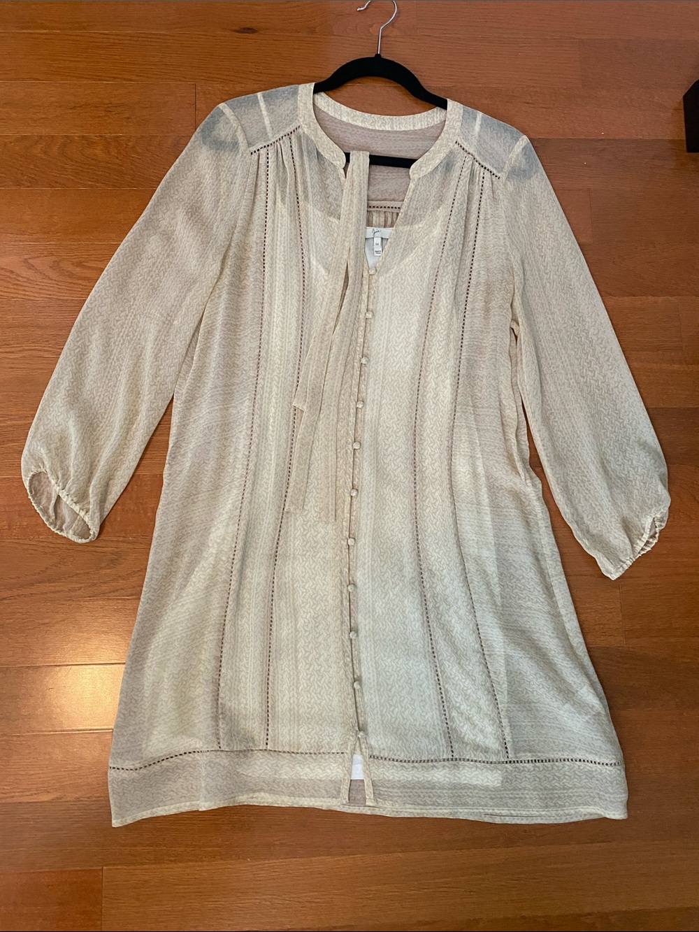Joie Silk Button-Front Lightweight Dress w/tie